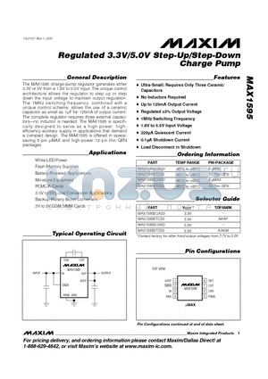 MAX1595 datasheet - Regulated 3.3V/5.0V Step-Up/Step-Down Charge Pump