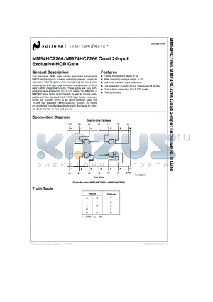 MM54HC7266 datasheet - Quad 2-Input Exclusive NOR Gate