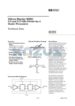 IFD-53010 datasheet - Silicon Bipolar MMIC 3.5 and 5.5 GHz Divide-by-4 Static Prescalers