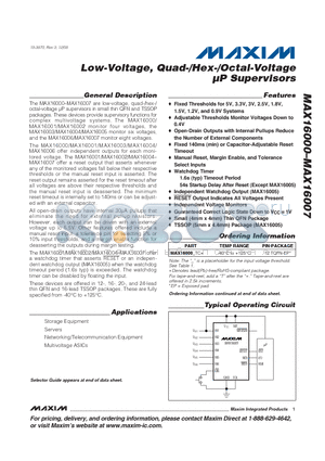 MAX16005_UE+ datasheet - Low-Voltage, Quad-/Hex-/Octal-Voltage lP Supervisors