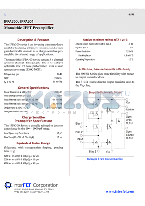 IFPA301 datasheet - Monolithic JFET Preamplifier