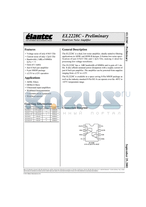 EL2228CS datasheet - Dual Low Noise Amplifier