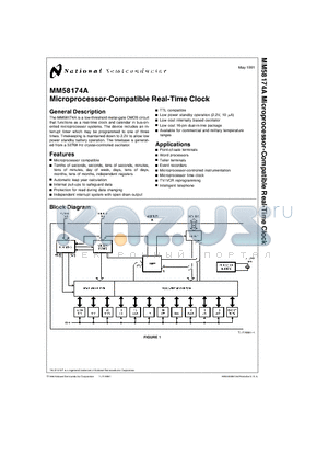 MM58174 datasheet - Microprocessor-Compatible Real-Time Clock