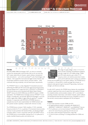 IFR3300 datasheet - IFR3500 Rx IF/BASEBAND PROCESSOR