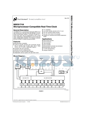 MM58174AN datasheet - Microprocessor-Compatible Real-Time Clock