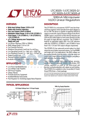 LT3020 datasheet - 500mA Micropower VLDO Linear Regulators Fast Transient Recovery