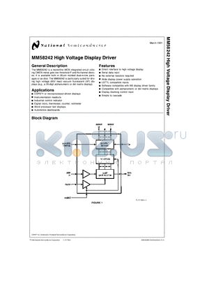 MM58242 datasheet - High Voltage Display Driver