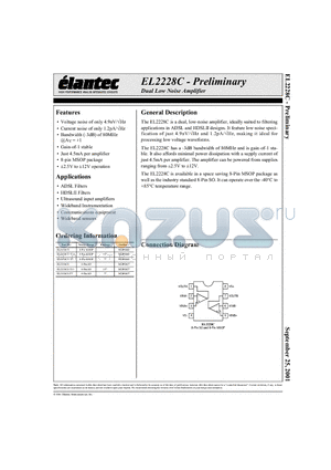 EL2228CS-T7 datasheet - Dual Low Noise Amplifier