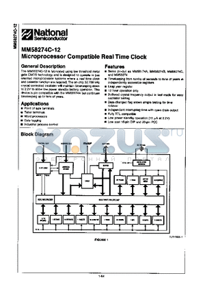 MM58274CJ-12 datasheet - MICROPROCESSOR COMPATIBLE REAL TIME CLOCK