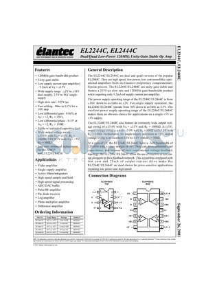 EL2244C datasheet - Dual/Quad Low-Power 120MHz Unity-Gain Stable Op Amp