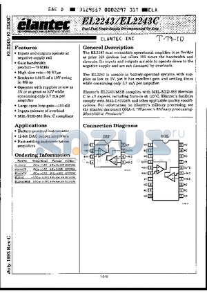 EL2243CJ datasheet - Dual Fast Single-Supply Decompensated Op Amp