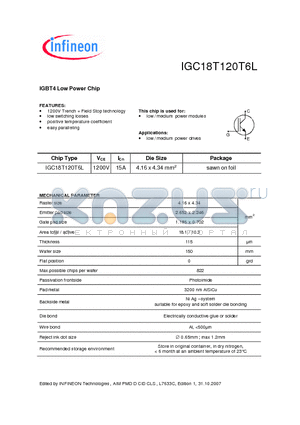 IGC18T120T6L datasheet - IGBT4 Low Power Chip