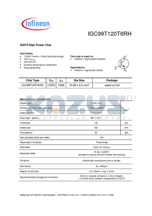 IGC99T120T6RH datasheet - IGBT4 High Power Chip