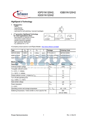 IGD01N120H2 datasheet - HighSpeed 2-Technology