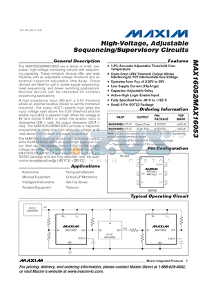 MAX16052_10 datasheet - High-Voltage, Adjustable Sequencing/Supervisory Circuits