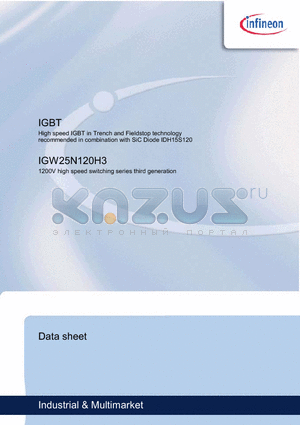 IGW25N120H3 datasheet - High speed IGBT in Trench and Fieldstop technology