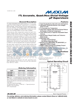 MAX16060 datasheet - 1% Accurate, Quad-/Hex-/Octal-Voltage uP Supervisors