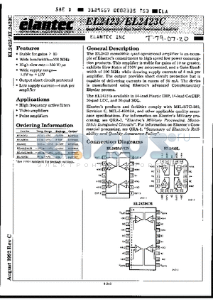 EL2423C datasheet - Quad De-Compensated High Speed Operational Amplifier