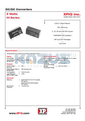 IH1205 datasheet - DC/DC Converters