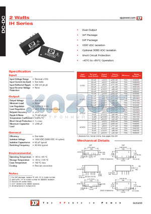 IH2403S datasheet - 2 Watts IH Series