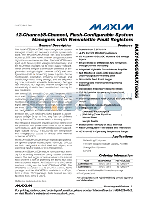 MAX16066 datasheet - 12-Channel/8-Channel, Flash-Configurable System Managers with Nonvolatile Fault Registers