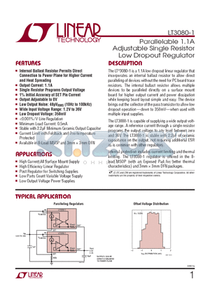 LT3080EMS8E-1-PBF datasheet - Parallelable 1.1A Adjustable Single Resistor Low Dropout Regulator