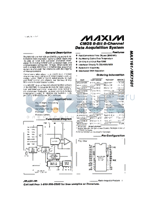MAX161CC/D datasheet - CMOS 8-Bit 8Channel Data Acquisition System