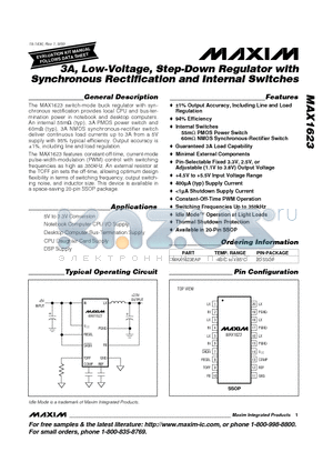 MAX1623 datasheet - 3A, Low-Voltage, Step-Down Regulator with Synchronous Rectification and Internal Switches