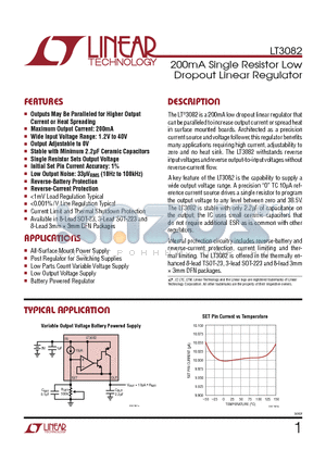 LT3082ETS8PBF datasheet - 200mA Single Resistor Low Dropout Linear Regulator