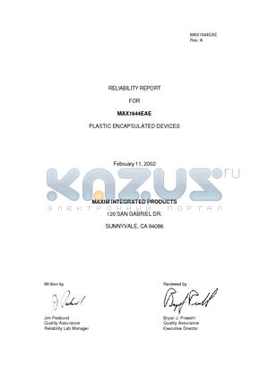 MAX1644EAE datasheet - PLASTIC ENCAPSULATED DEVICES
