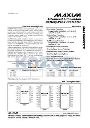 MAX1666SEEE datasheet - Advanced Lithium-Ion Battery-Pack Protector