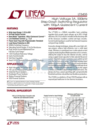 LT3435IFE datasheet - High Voltage 3A, 500kHz Step-Down Switching Regulator with 100^ Quiescent Current