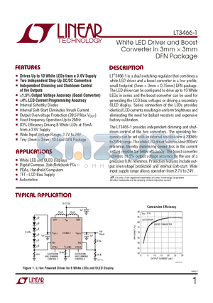 LT3466 datasheet - White LED Driver and Boost Converter in 3mm  3mm DFN Package