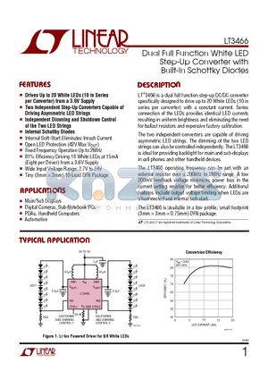 LT3466 datasheet - Dual Full Function White LED Step-Up Converter with Built-In Schottky Diodes