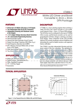 LT3466EDD-1 datasheet - White LED Driver and Boost Converter in 3mm  3mm DFN Package