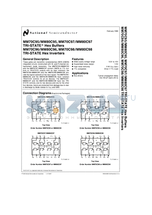 MM70C98 datasheet - TRI-STATE Hex Inverters, Buffers