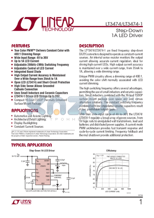 LT3474IFE-TRPBF datasheet - Step-Down 1A LED Driver