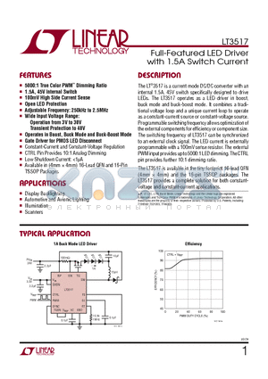 LT3478 datasheet - Full-Featured LED Driver with 1.5A Switch Current