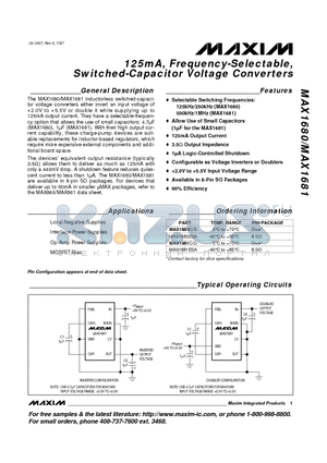 MAX1681C/D datasheet - 125mA, Frequency-Selectable, Switched-Capacitor Voltage Converters