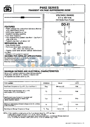 P4KE100A datasheet - TRANSIENT VOLTAGE SUPPRESSORS DIODE