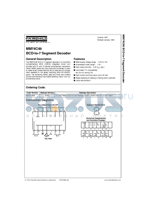 MM74C48 datasheet - BCD-to-7 Segment Decoder