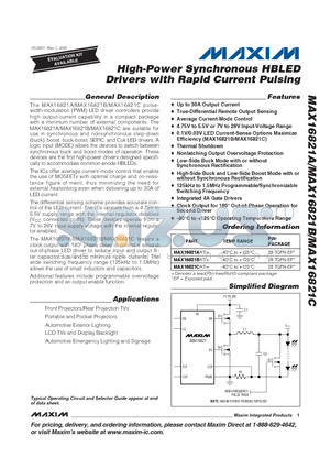 MAX16821B datasheet - High-Power Synchronous HBLED Drivers with Rapid Current Pulsing