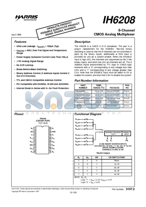 IH6208MFE/883B datasheet - 8-Channel CMOS Analog Multiplexer