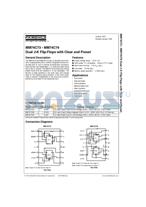 MM74C76N datasheet - Dual J-K Flip-Flops with Clear and Preset