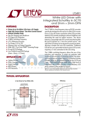 LT3491EDC datasheet - White LED Driver with Integrated Schottky in SC70 and 2mm  2mm DFN