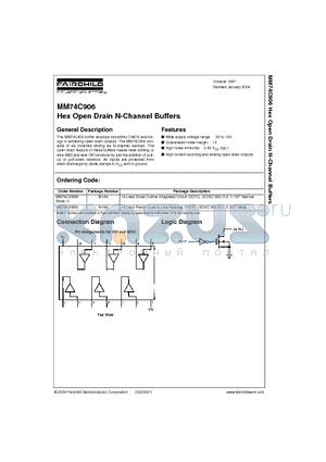 MM74C906 datasheet - Hex Open Drain N-Channel Buffers . Hex Open Drain P-Channel Buffers