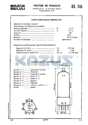 EL36 datasheet - AMPLIFICATEUR A.F.