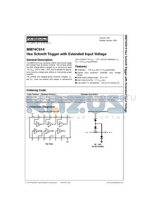 MM74C914 datasheet - Hex Schmitt Trigger with Extended Input Voltage