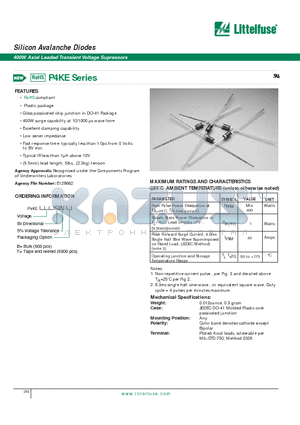 P4KE10A datasheet - Silicon Avalanche Diodes - 400W Axial Leaded Transient Voltage Supressors