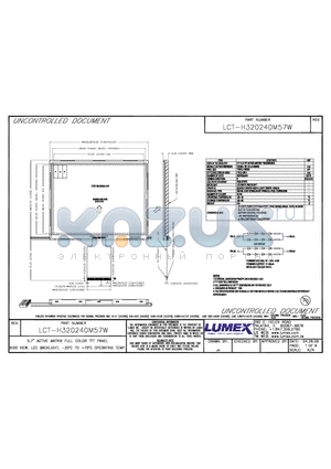 LCT-H320240M57W datasheet - 5.7 ACTIVE MATRIX FULL COLOR TFT PANEL